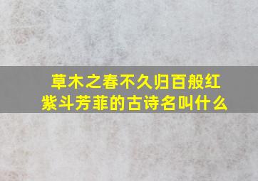 草木之春不久归百般红紫斗芳菲的古诗名叫什么