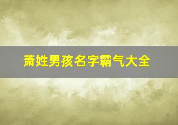 萧姓男孩名字霸气大全