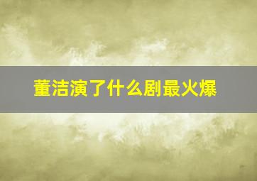 董洁演了什么剧最火爆