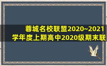 蓉城名校联盟2020~2021学年度上期高中2020级期末联考