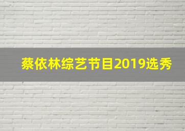 蔡依林综艺节目2019选秀