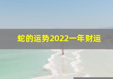 蛇的运势2022一年财运