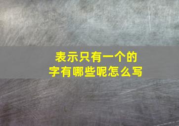 表示只有一个的字有哪些呢怎么写