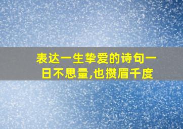 表达一生挚爱的诗句一日不思量,也攒眉千度