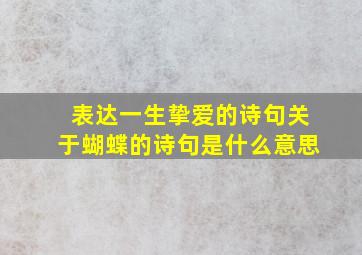 表达一生挚爱的诗句关于蝴蝶的诗句是什么意思