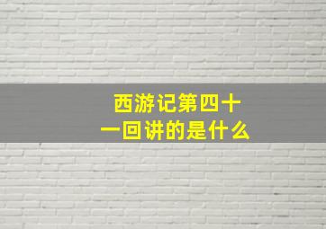 西游记第四十一回讲的是什么