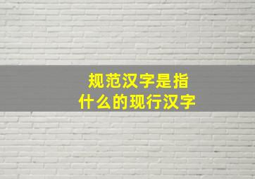 规范汉字是指什么的现行汉字