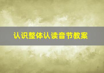 认识整体认读音节教案