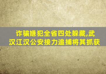 诈骗嫌犯全省四处躲藏,武汉江汉公安接力追捕将其抓获