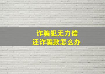 诈骗犯无力偿还诈骗款怎么办