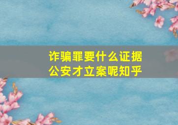 诈骗罪要什么证据公安才立案呢知乎