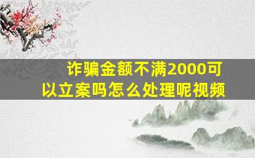 诈骗金额不满2000可以立案吗怎么处理呢视频