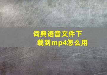 词典语音文件下载到mp4怎么用