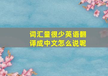 词汇量很少英语翻译成中文怎么说呢