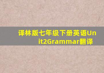 译林版七年级下册英语Unit2Grammar翻译