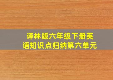 译林版六年级下册英语知识点归纳第六单元