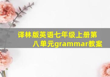 译林版英语七年级上册第八单元grammar教案