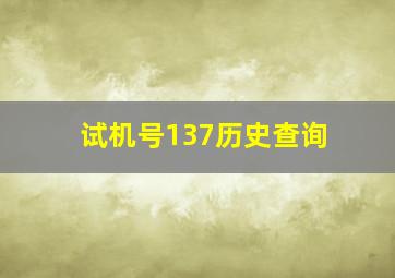 试机号137历史查询