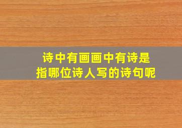 诗中有画画中有诗是指哪位诗人写的诗句呢