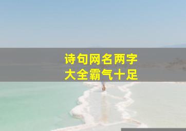 诗句网名两字大全霸气十足