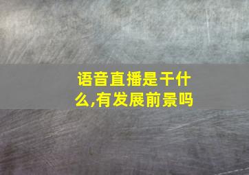 语音直播是干什么,有发展前景吗