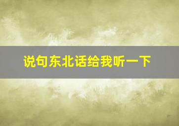 说句东北话给我听一下