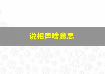 说相声啥意思