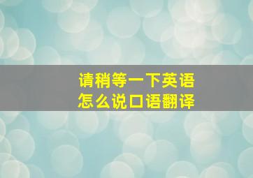 请稍等一下英语怎么说口语翻译