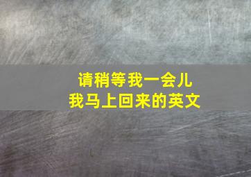 请稍等我一会儿我马上回来的英文