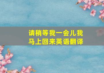 请稍等我一会儿我马上回来英语翻译