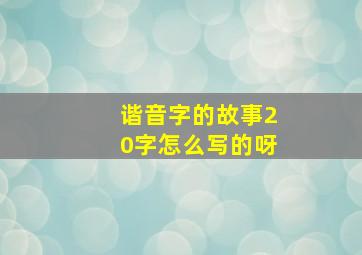 谐音字的故事20字怎么写的呀