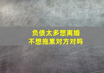 负债太多想离婚不想拖累对方对吗