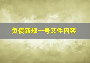 负债新规一号文件内容