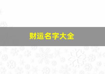 财运名字大全