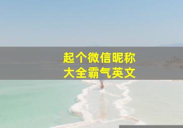 起个微信昵称大全霸气英文