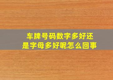 车牌号码数字多好还是字母多好呢怎么回事