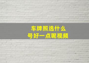 车牌照选什么号好一点呢视频