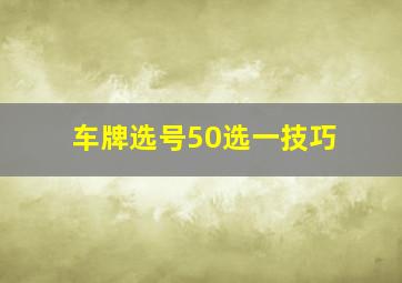 车牌选号50选一技巧