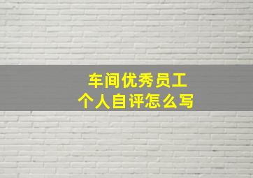 车间优秀员工个人自评怎么写