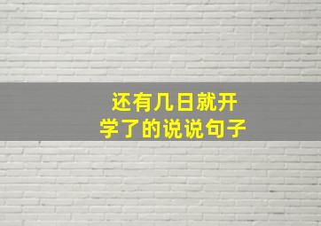 还有几日就开学了的说说句子