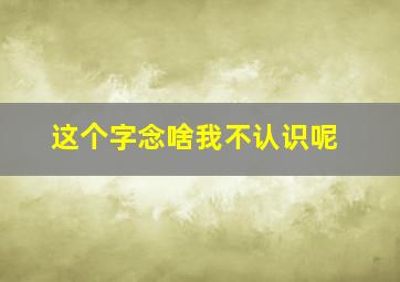 这个字念啥我不认识呢