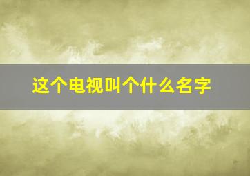 这个电视叫个什么名字