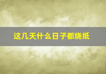 这几天什么日子都烧纸