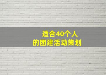 适合40个人的团建活动策划