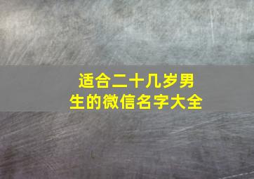 适合二十几岁男生的微信名字大全