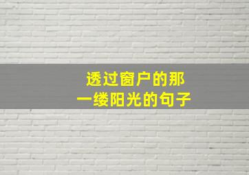 透过窗户的那一缕阳光的句子