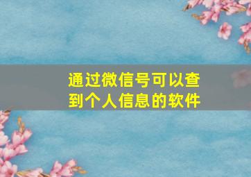 通过微信号可以查到个人信息的软件