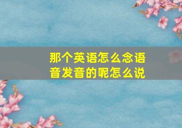 那个英语怎么念语音发音的呢怎么说