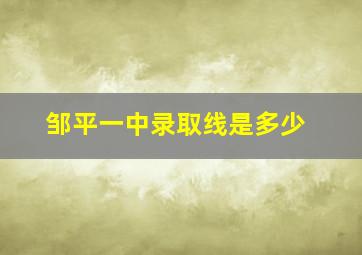 邹平一中录取线是多少