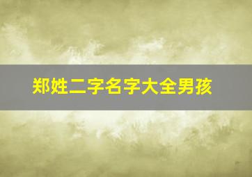 郑姓二字名字大全男孩